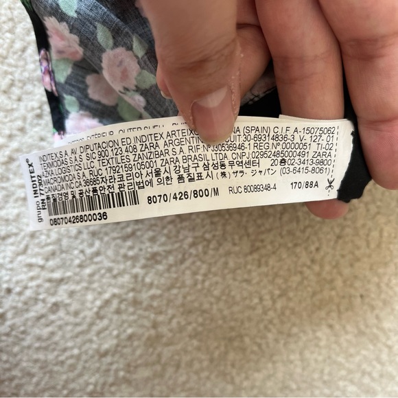 Zara Floral Bustier Style Smocked Back Crop Top - Picture 6 of 12